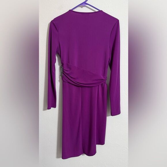 NWT ✨ Express purple v-neck faux wrap going out party dress, size small - Picture 6 of 12